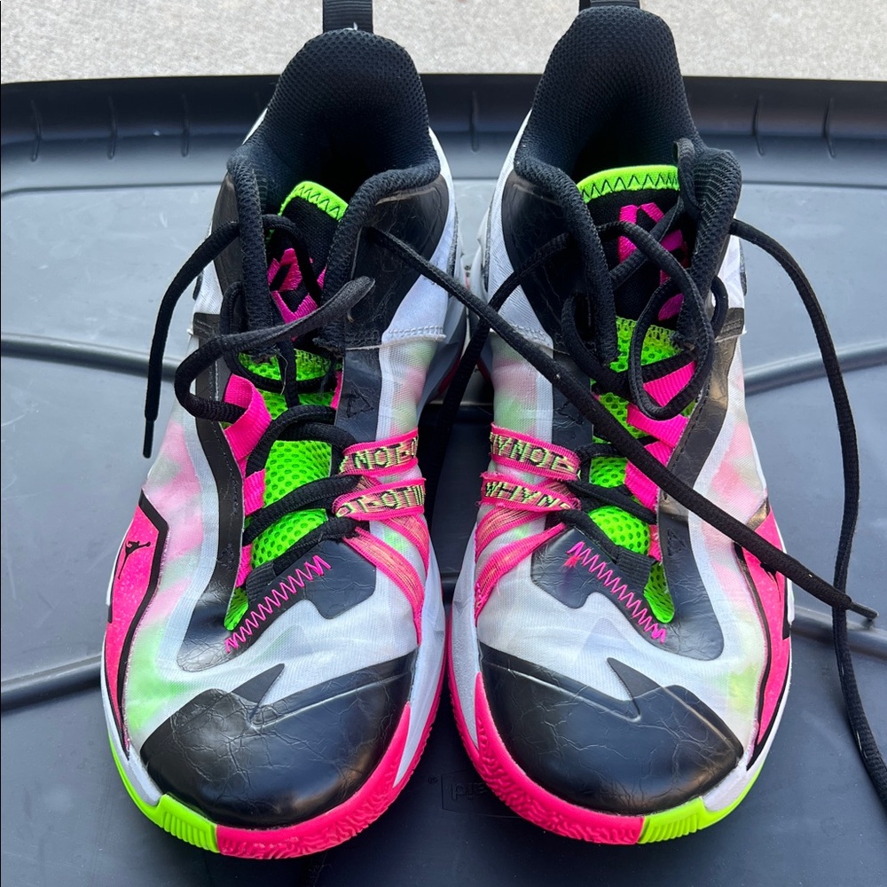 Dynamic Neon Kids Jordan Sneakers